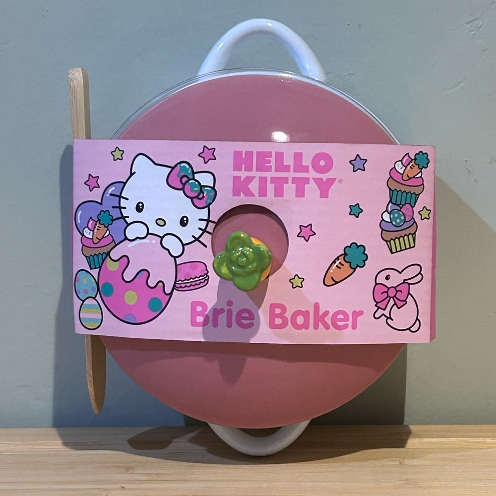 Hello Kitty Ceramic Easter Themed Brie Baker With Wood Spoon Made By Sanrio NWTS